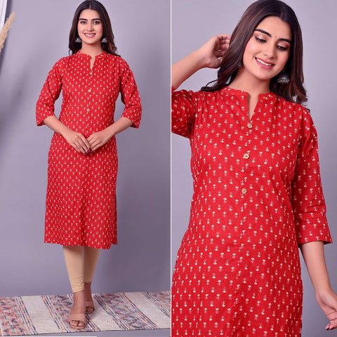 Women's Muslin Thread Embroidery Kurta Top in Rust Red | Kurti designs,  Embroidered clothes, How to wear
